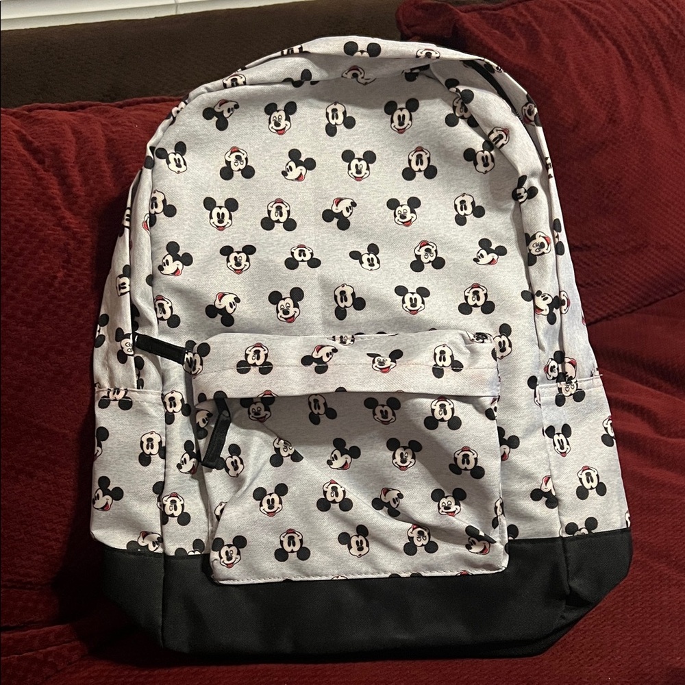 Disney Mickey Mouse Patterned Backpack In Gray An… - image 1